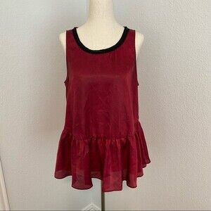 JUICY COUTURE beaded peplum burgundy key hole opening dressy woman top size M